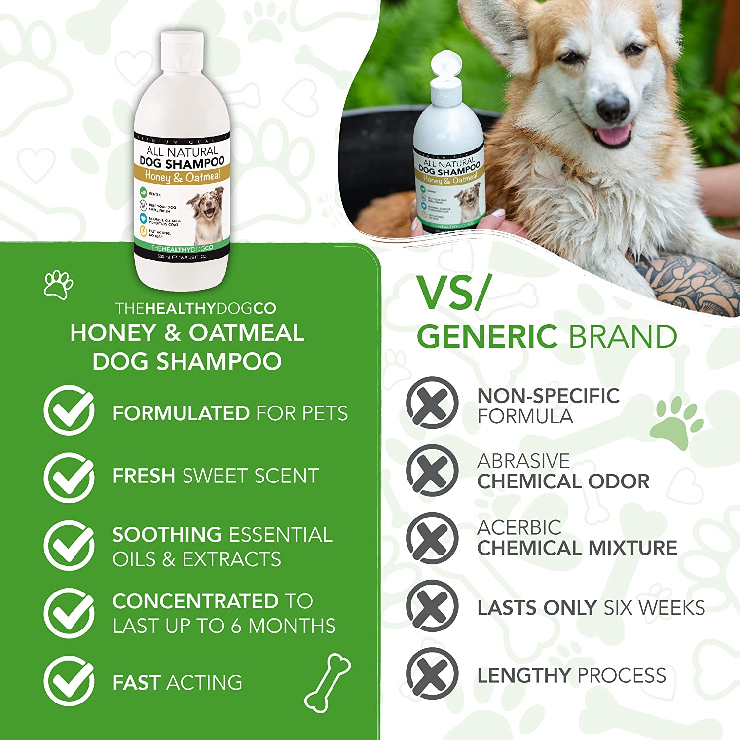 The Healthy Dog Co All-Natural Dog Shampoo & Conditioner - Honey and Oatmeal